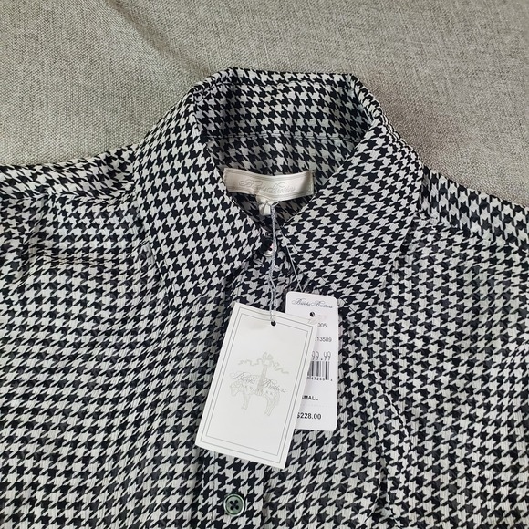 BROOKS BROTHERS Shirt Womens Small Relaxed Houndstooth Blouse Chiffon New - Picture 11 of 16